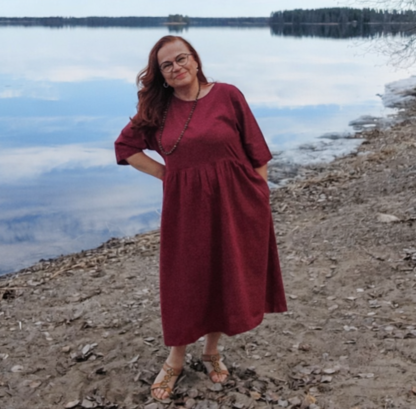 Puuvillamekko punainen